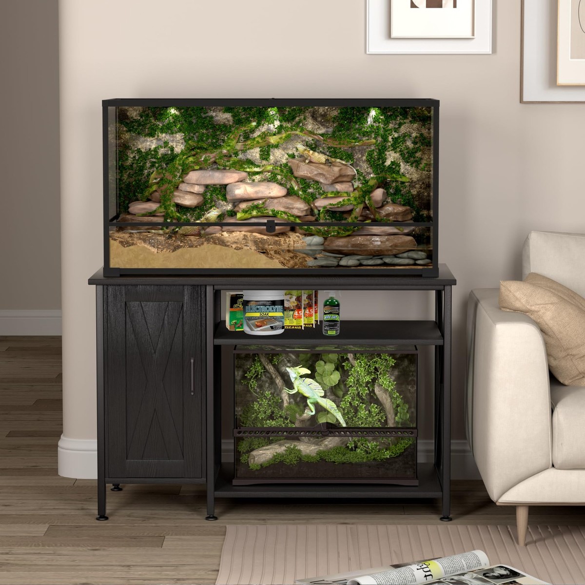 40-120 Gallon Reptile Tank Stand with Power Outlet Terrarium Stand