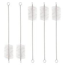 5Pcs Straw Cleaner Brush Set 8 Inch Length 30mm OD Nylon Bristles, White