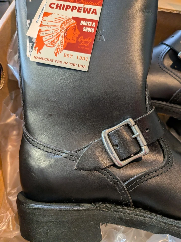 Nuevas botas de cuero negras Chippewa Crazy Horse Engineer 7M para mujer 1901W14 nuevas con etiquetas Foto 2 de 4