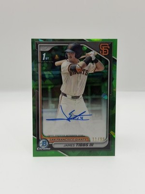 2024 Bowman Draft Sapphire James Tibbs III Auto Chrome Refractor Green 1st /99
