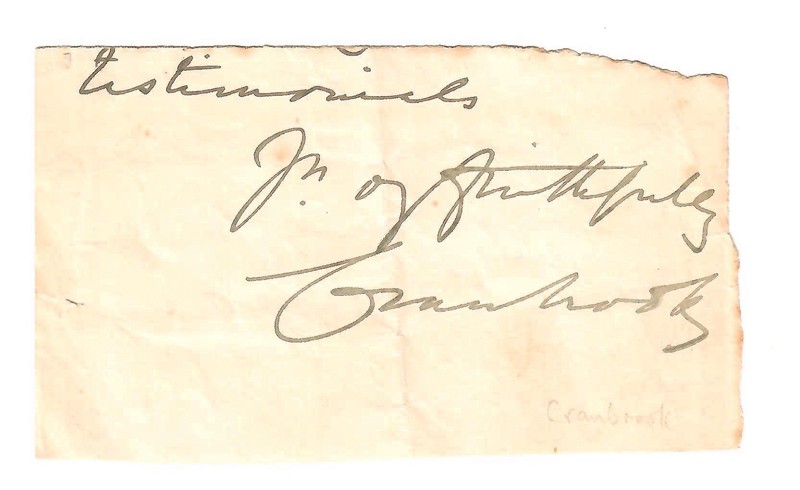 Clipped Signature (2.5x5) Gathorne-Hardy, 1st Earl of Cranbrook