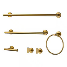 Stainless Steel 6 -Piece Bath Hardware Set with 2-Towel Hooks, Towel Ring, Toile