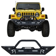 Vijay Front Bumper With Winch Plate And Led Light Fit 1997-2006 Jeep Wrangler Tj