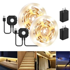 Motion Sensor LED Light Strip, 2PCS 9.8Ft Motion Sensor Light Indoor with Aut...