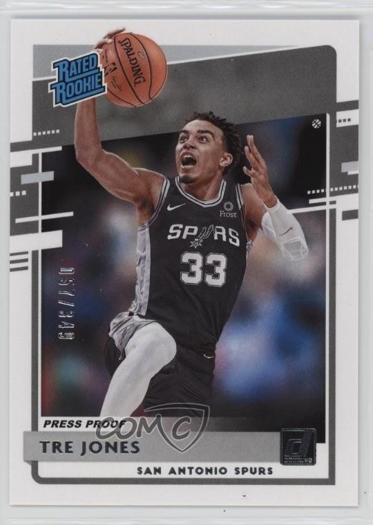 2020 Panini Donruss Rated Rookies Press Proof Silver 57/349 Tre Jones #244 ms9
