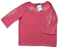 NWT Bob Mackie Wearable Art Knit Top Floral Cut Out