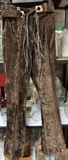 Vintage Brown Women s Velvet Flare Boho Bell Bottom Pants Size 7 w/ Belt