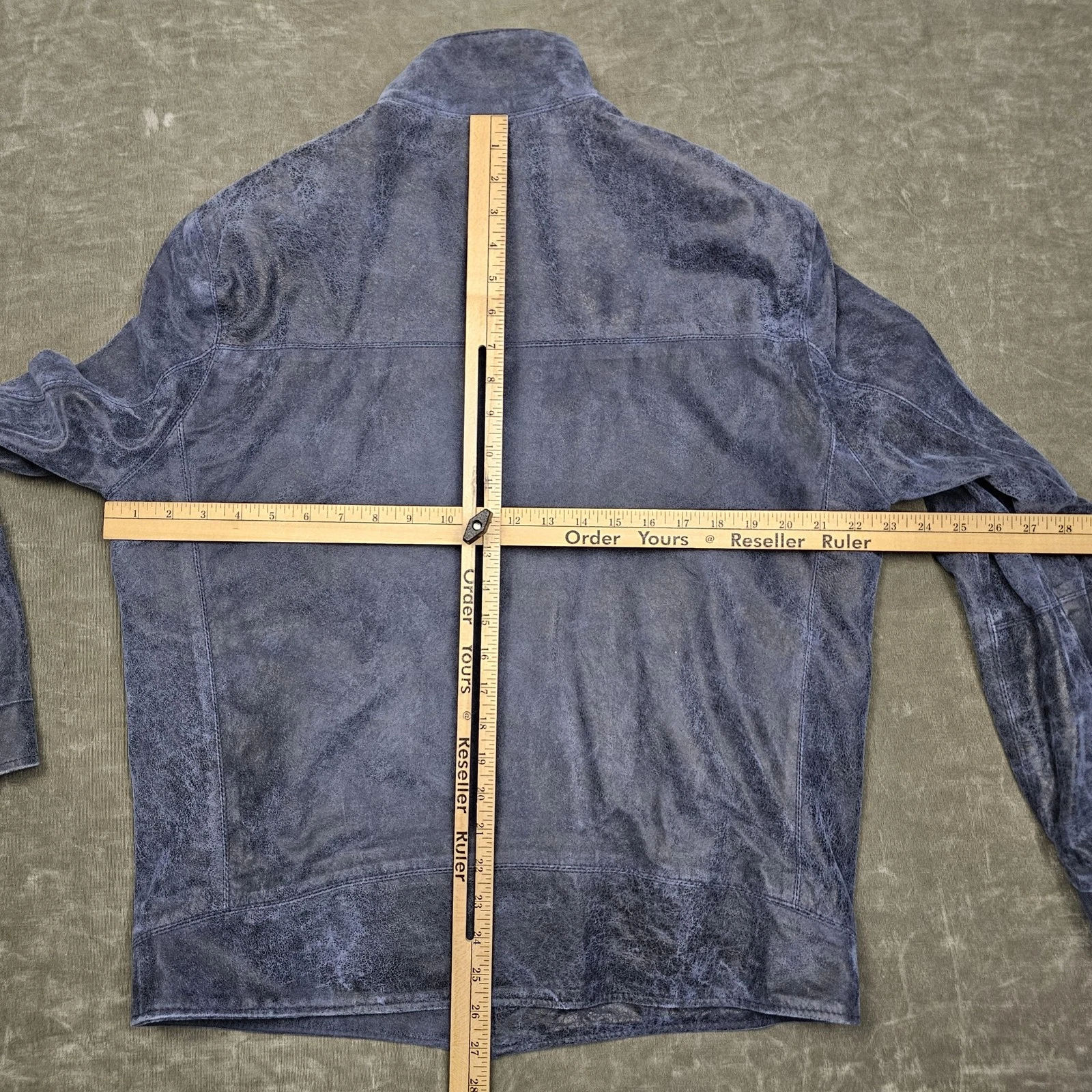 Remy Jacket Mens 40 Blue Lambskin Leather Full Zip Moto Racer Handcrafted USA - product detail image 6