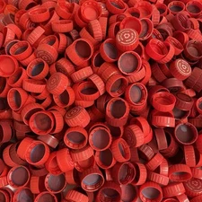 750+ Red Maroon Plastic Bottle Caps Lids Screw Top Crafts Ornaments Art Projects