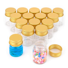 16Pcs 15ml 0.5 oz Empty Tiny Jars Small Glass Vials with Lids Lab Sample Vials
