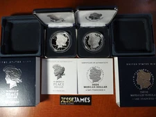2024 $1 S PROOF SILVER PEACE & MORGAN DOLLAR WITH BOX/COA 2 COIN SET 24XL 24XF