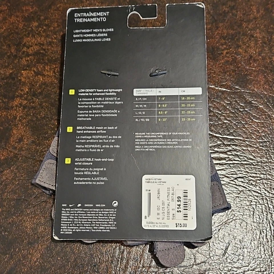 耐克男式健身房元素训练手套 S 码小号-黑色/灰色 — 第 2/4 张图片