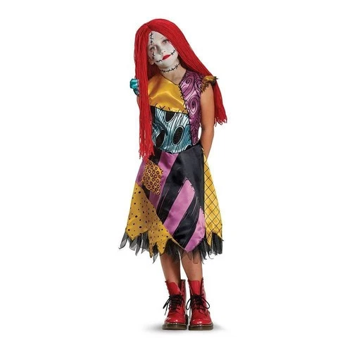 Nightmare Before Christmas Kids Sally Halloween Costume Glitter Dress 4-6 Small