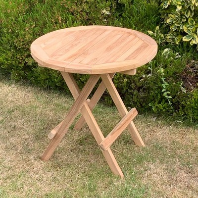Picknicktisch aus Holz klappbar Camping Outdoor Garten Lattenrost 50 cm rund Teak