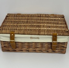 Harrods Knightsbridge Wicker Hamper Picnic Basket 17x10x6 Luxury Lined Gift UK