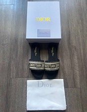 Dior Women s Black Logo Leather Slide Sandals...