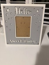 hello Sweet Baby large Gray Nursery Photo frame 13x12”