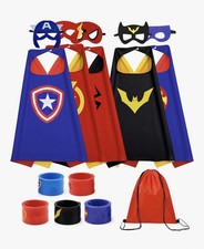 Karazzo Kids Superhero Capes Masks Wristbands Dress Up Costume Set