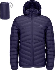 Camel Crown Mens Lightweight Down Jacket Sz XXL Navy Blue Hiking Free Shipping