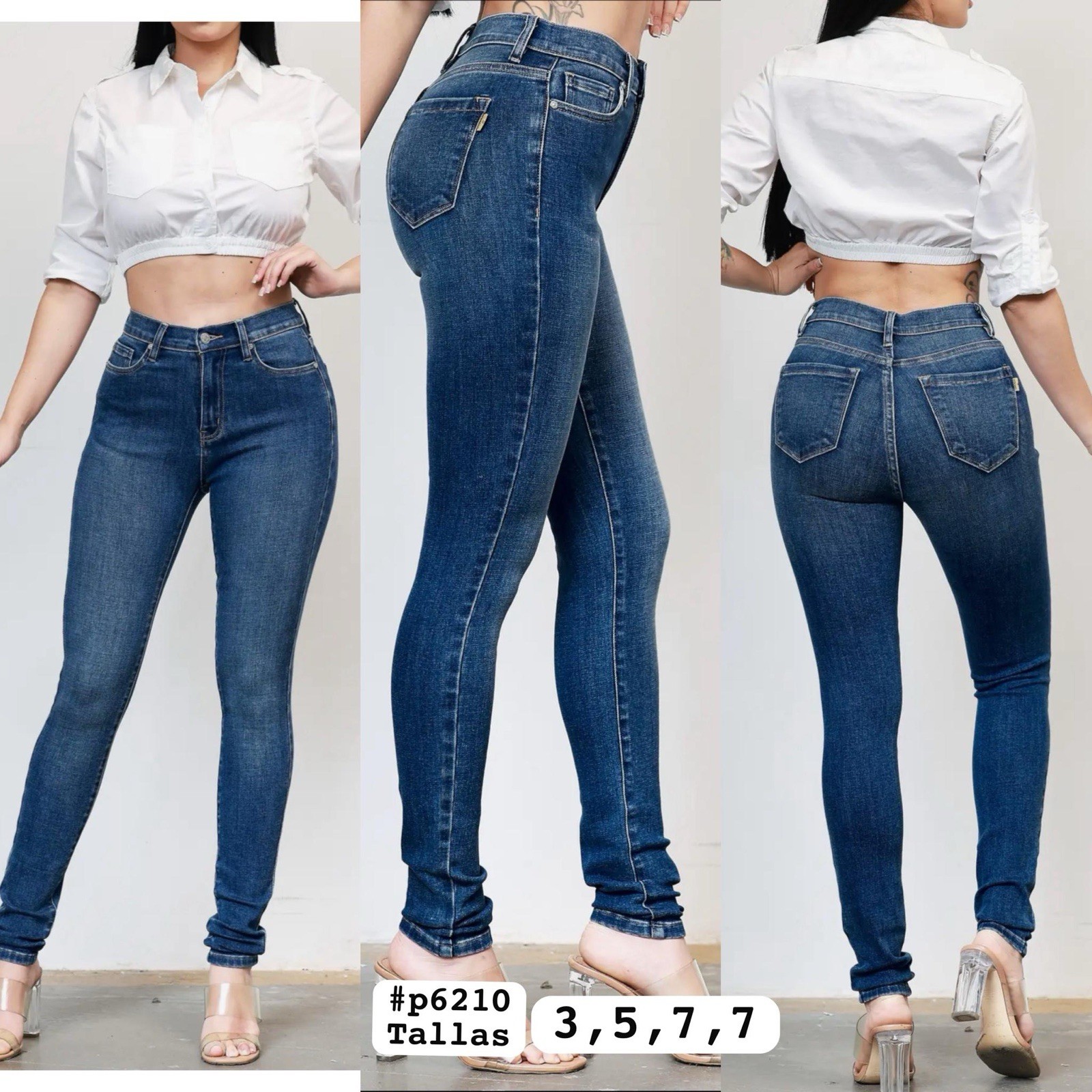 Blue Denim Cotton Women's Solid