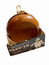 Vintage Exec-Yo Solid Walnut Yo-Yo Executive Desk Toy Mad Men Era w/ Box
