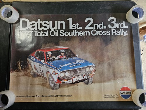 Datsun Australian rally race poster vintage 24 X 33 (1977) Total Oil
