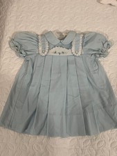 VTG Cherubs Baby Blue Dress Embroidered Flowers / Size 24 Months/Rare