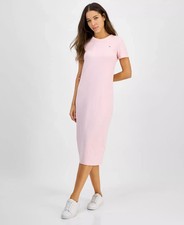 Tommy Jeans Women's Dress Sz L Ribbed Bodycon Midi