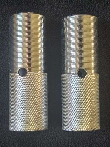 1 Pair Steel Round Bicycle Foot Pegs 4.25" long 1.25" diameter grip edge Silver