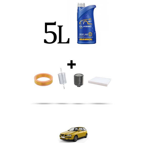 Hoffcar Set Service 4 Filter Und 5L ÖL FüR Seat Ibiza Iii 1.6 55Kw Von-image
