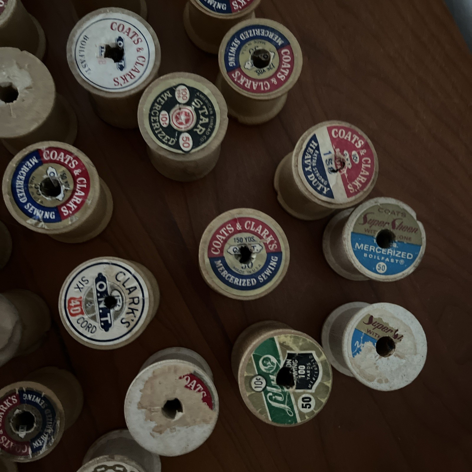 Lot 84  Vintage J&P Coats & Clark Star  Talon Sewing Thread Empty Wooden Spools