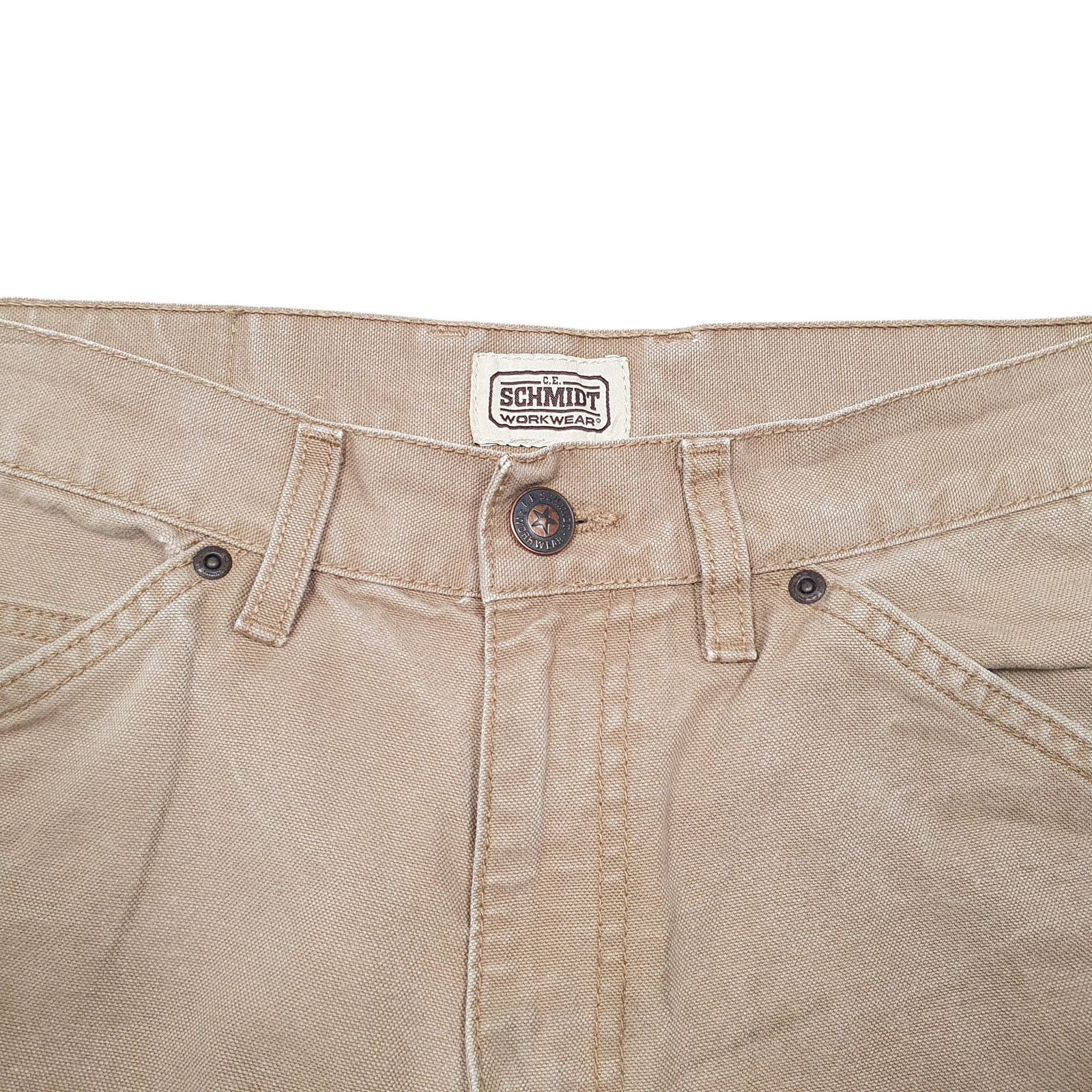 SCHMIDT Workwear Carpenter Trousers Cotton Beige Mens W32 L30 image 2