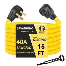 Cable de extensión para soldador LAVANDINO 15 FT 250 voltios 8 AWG para 40 amperios, calibre 8 de potencia...