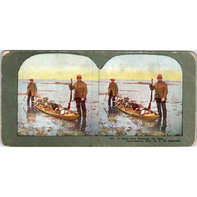 #ad #ad Victorian Duck Hunting Hard Pull Through The Bog Antique Stereoview Card TJ1 C1 $8.50