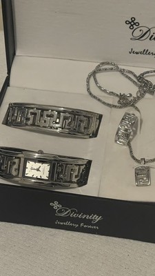 Divinity Jewellery Forever silberfarben Armreif Uhr, Armreif Ohrring Halskette Set