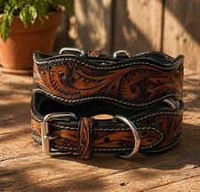 Western Leather Handmade Pet Dog Collar Heavy...