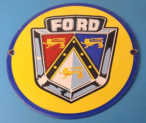 Vintage Ford Motors Sign - Advertising Gas Pump Automotive Porcelain Sign