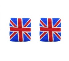 Pair Of Red Blue White Union Jack Sports Party Wristbands Sweatbands Arm Bands