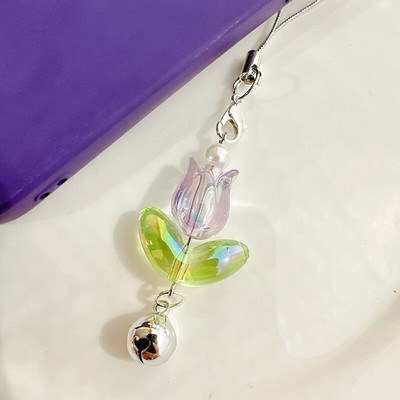 Sweet Tulips Flower Phone Charm Straps Car Key Hangings Pendants Bag Decorat _r1