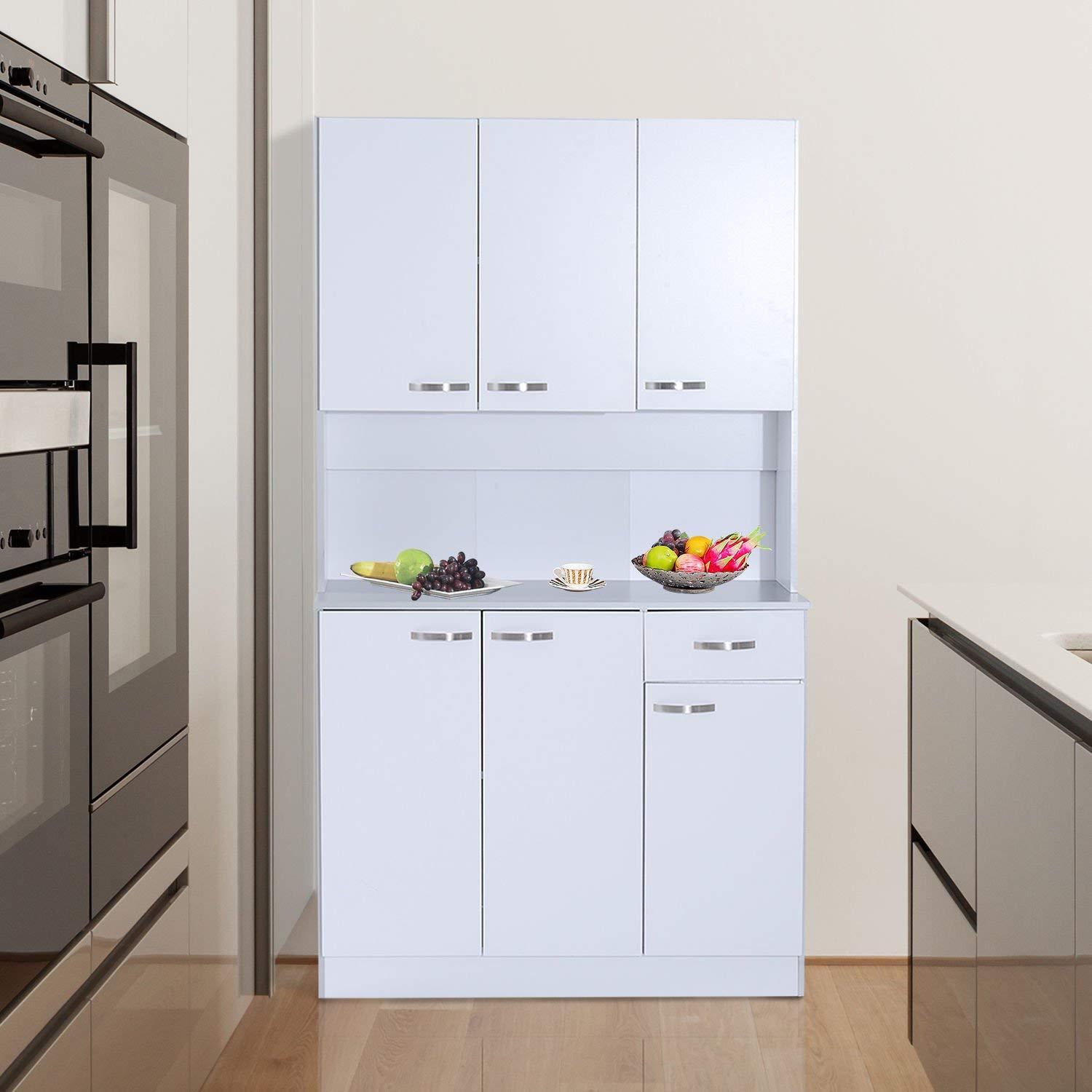 Tall 71 Kitchen Pantry Hutch Storage Microwave Cabinet Server