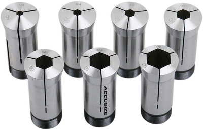 Accusize Industrial Tools 5C Hex Collets, 7 Pcs/Set, Size Including 1/4'', 3/4''