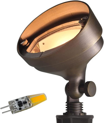Die-Cast Brass LED Landscape Flood Lights Outdoor, 2W 12-15 Volt Low Voltage Wal