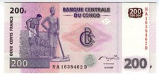 **   CONGO  R.D.     200  francs   2007   p-99a.2    UNC   **