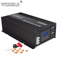 24V to 120V Pure Sine Wave Power Inverter 2000W Solar System Home Car Truck Camp