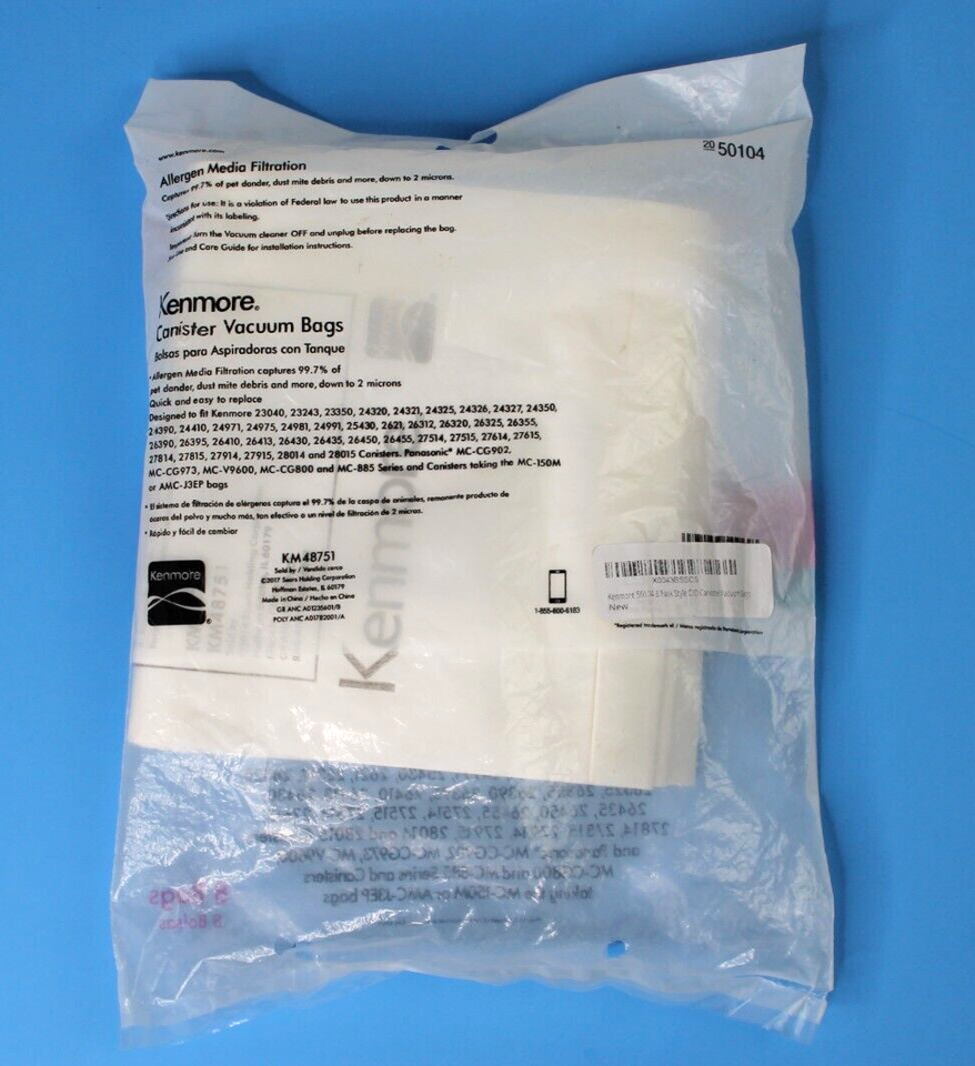 Kenmore C/Q 5055 50104 Canister Vacuum Bags 8 Pack New eBay
