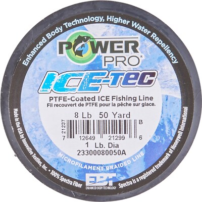Power Pro Ice Tec Braided Fishing Line - Aqua Color - 50 yds - 5 lb Test - NEW!