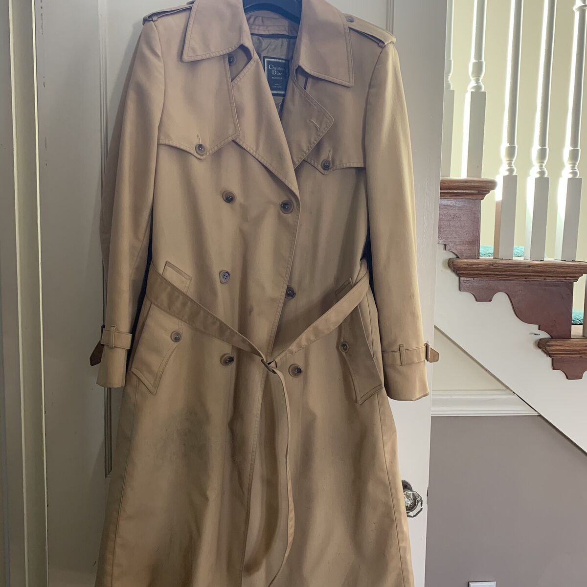 Vintage 1980 Christian Dior Wool Rain Coat Belted Trench Vintage 1980 Christian Dior Wool Rain Coat Belted Trench
