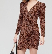 V BY VERY LADIES ANIMAL PRINT RUCHED SKIRT MINI DRESS NEW (ref 482) SALE
