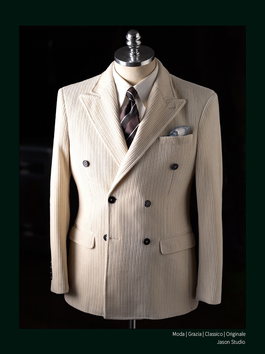 ジャケット・アウター 1950s VTG ITALY DOUBLE BREASETED COAT Retro Italian Style Men's Double Breasted Blazers Corduroy