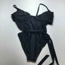 Daci Swimsuit Womens Size 18W Black Cross Wrap Knot Tummy Control High Leg NEW